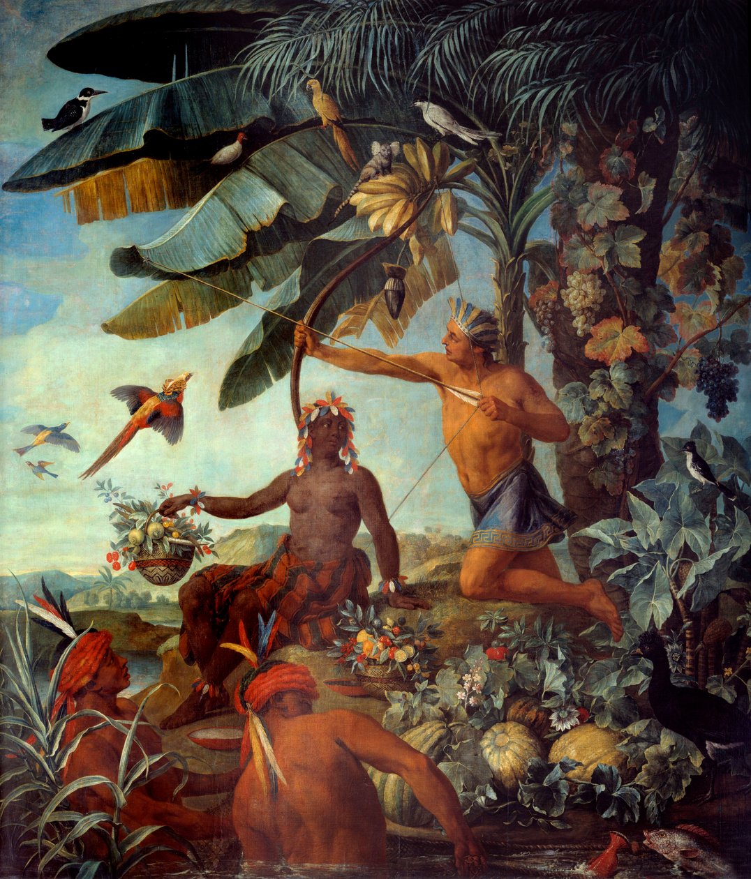 Indiańscy rybacy i myśliwi Obraz Francois Desportes (1661-1743) XVIII-wieczne słońce. 1,73x3,43 m Marsylia, musee des Beaux Arts - Indyjski myśliwy i rybak. Obraz Francois Desportes (1661-1743) autorstwa Alexandre Francois Desportes