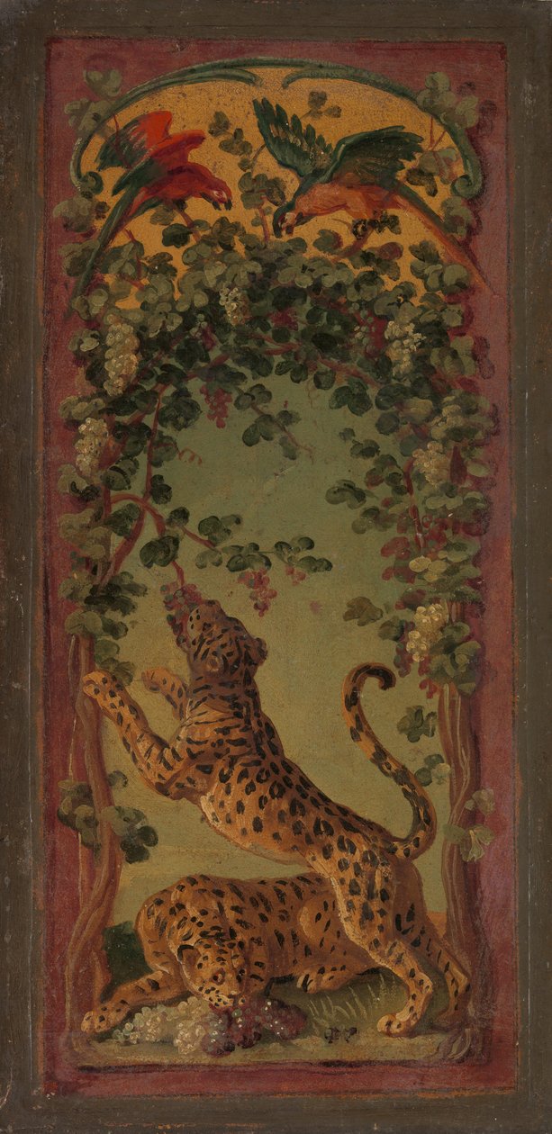 Pantery Bachusa jedzące winogrona, ca. 1719-20. autorstwa Alexandre Francois Desportes