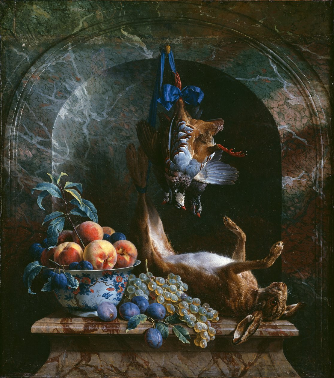 Martwa natura z martwą grą w marmurowej niszy, 1706 autorstwa Alexandre Francois Desportes