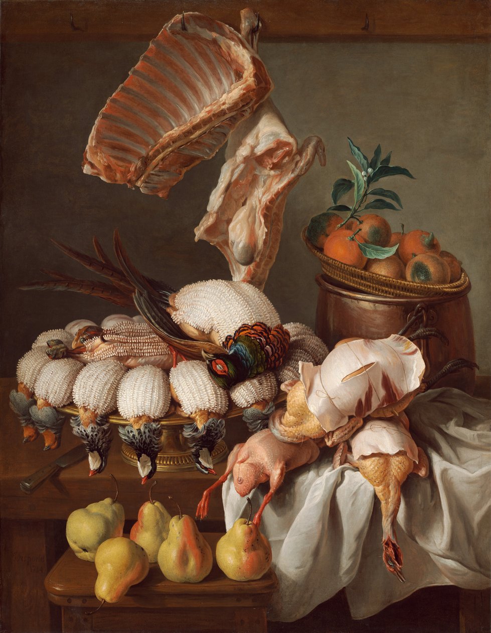 Martwa natura z ubraną dziczyzną, mięsem i owocami, 1734. autorstwa Alexandre Francois Desportes