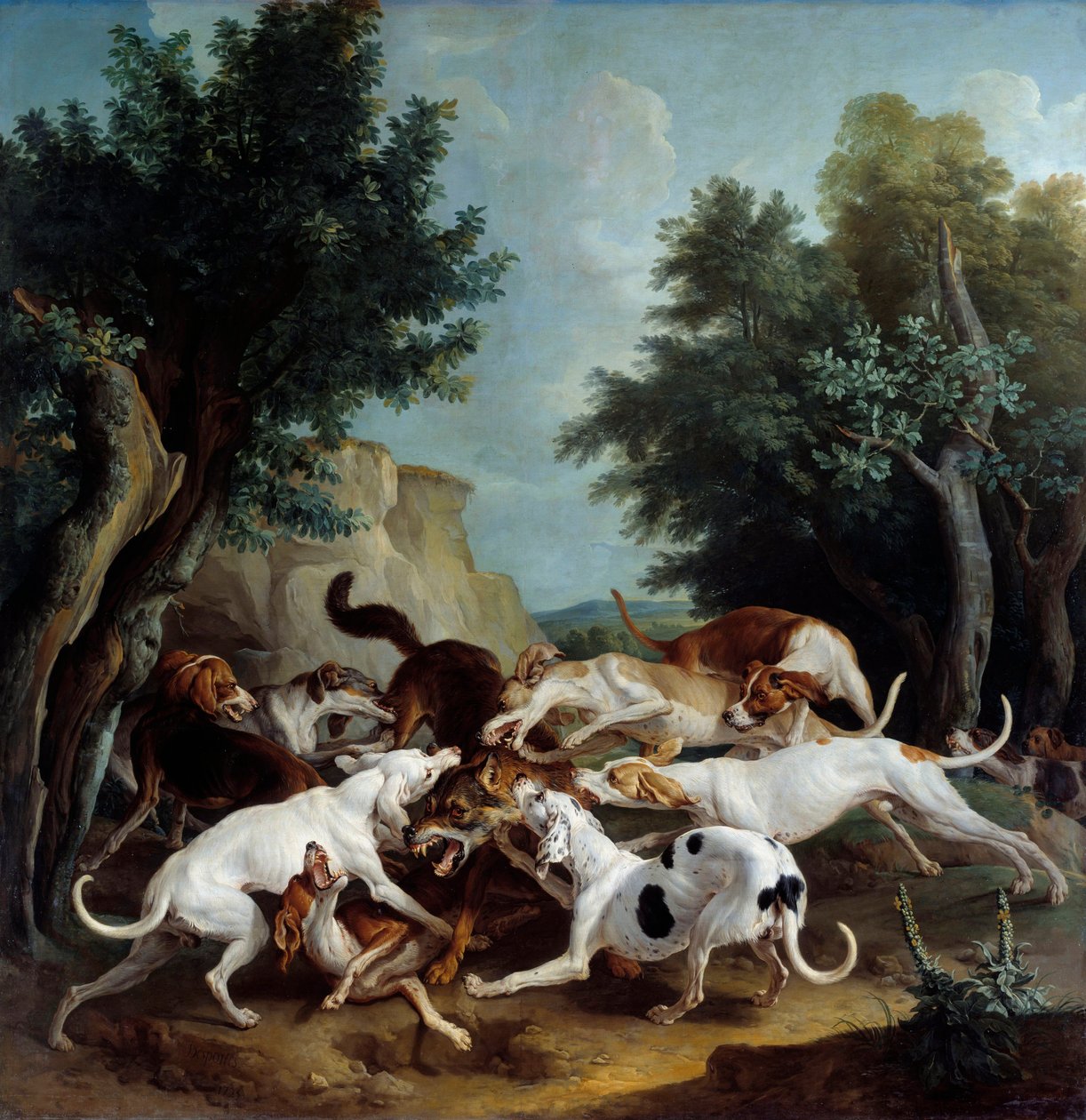 Polowanie na wilka Obraz Francois Desportes (1661-1743) 1725 nd. Renifer 3,36x3,32 m, Musee des Beaux Arts autorstwa Alexandre Francois Desportes