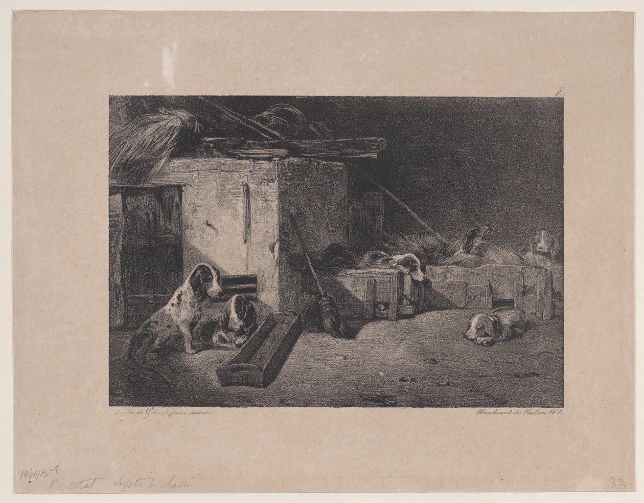 Wnętrze hodowli z cyklu Sceny myśliwskie, 1829. autorstwa Alexandre Gabriel Decamps