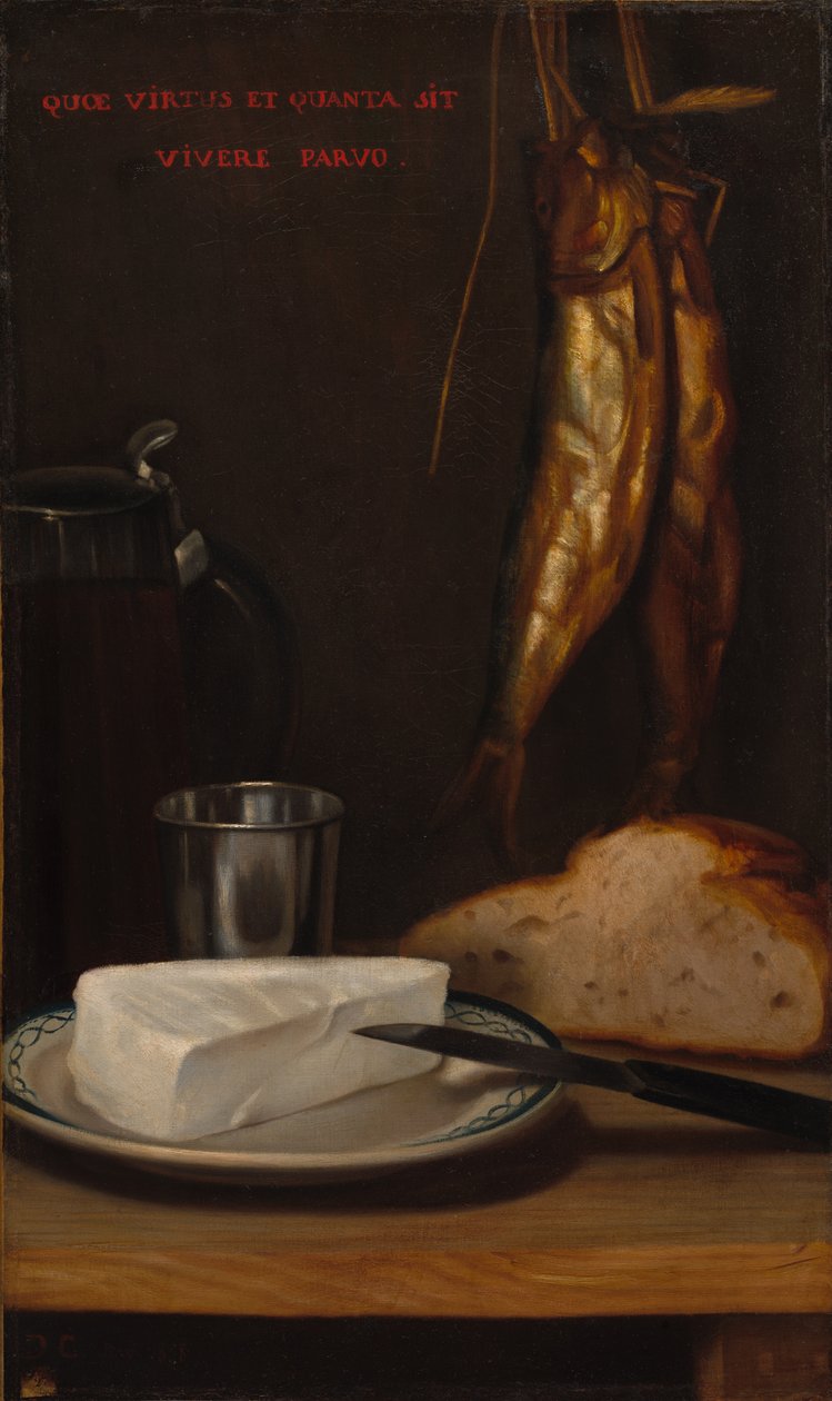 Martwa natura ze śledziem, chlebem i serem, 1858. autorstwa Alexandre Gabriel Decamps