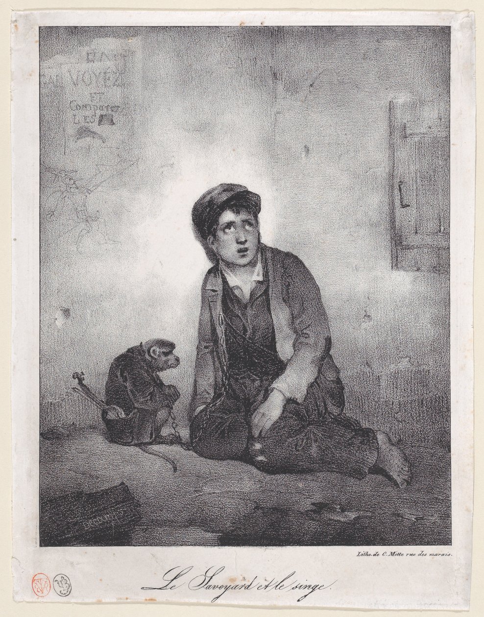 Chłopiec z Sabaudii i jego małpa, 1823. autorstwa Alexandre Gabriel Decamps