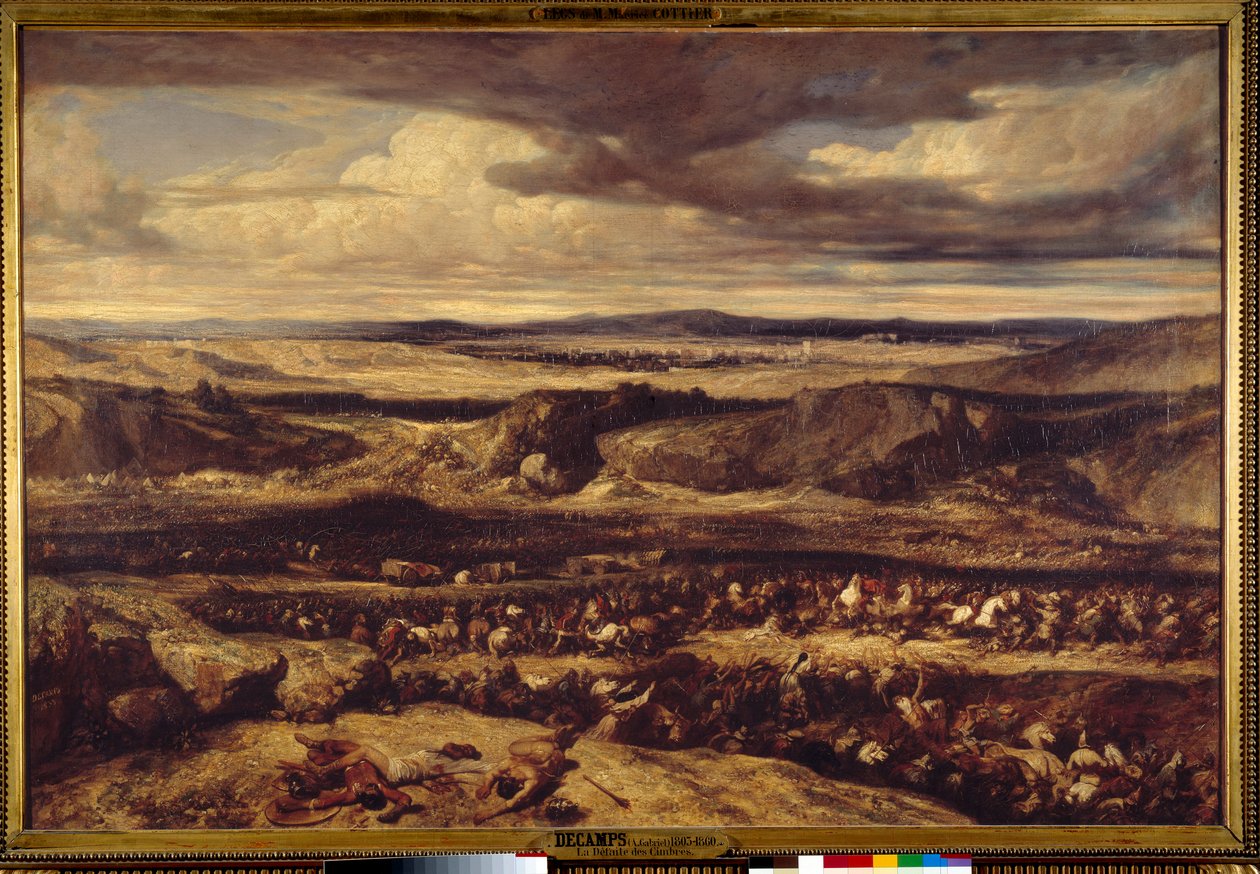 Klęska Cimbres (101 pne) lub rzymskiego generała Mariusza pokonał Cimbres na równinie prowansalskiej Obraz Alexandre Gabriel Decamps (1803-1860) 1833 Sun. 1,3x1,95 m² autorstwa Alexandre Gabriel Decamps