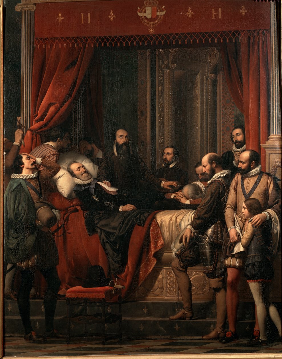 Śmierć Henryka IV, króla Francji, jego ciało wyeksponowane na obrazie w Luwrze autorstwa Alexandre Hesse (1806-1879) autorstwa Alexandre Jean Baptiste Hesse