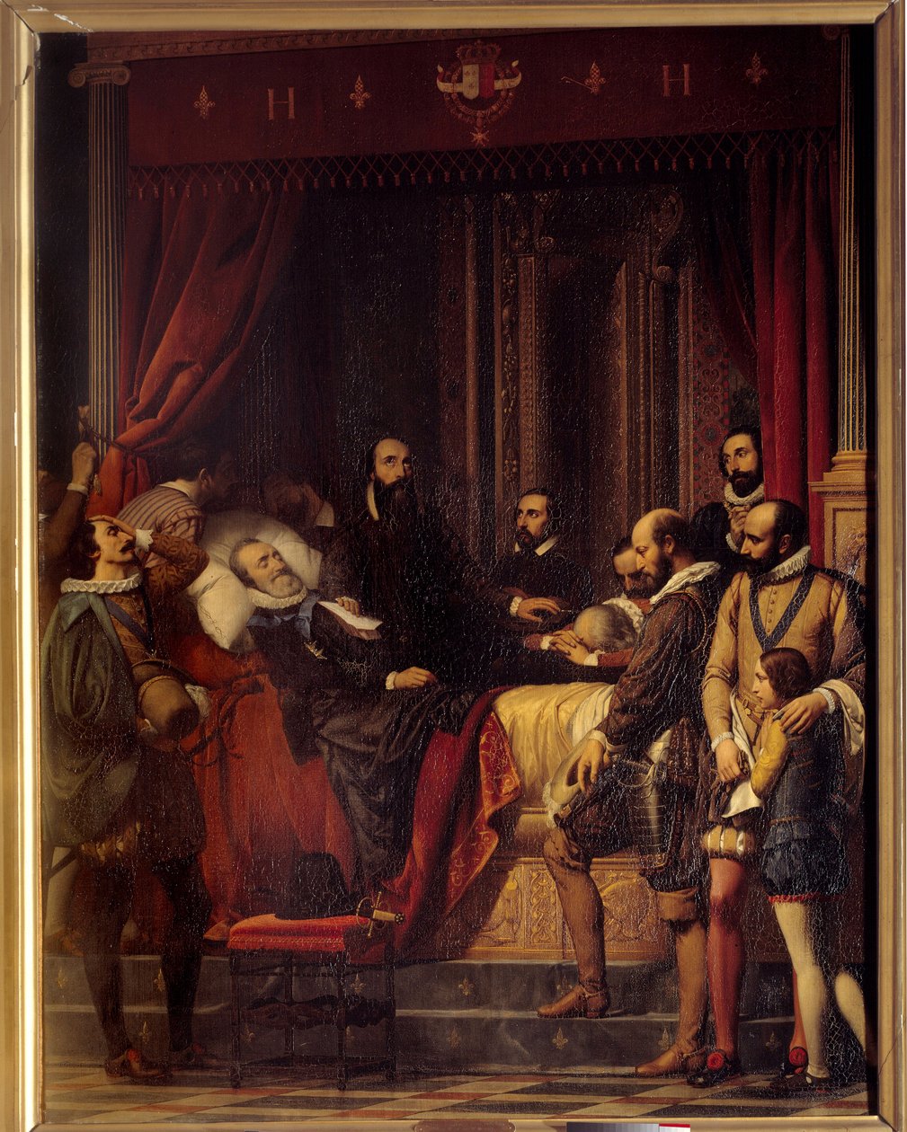 Śmierć króla Francji Henryka IV (1553-1610), jego ciało jest wystawione w Luwrze Malarstwo Alexandre Hesse (1806-1879) autorstwa Alexandre Jean Baptiste Hesse