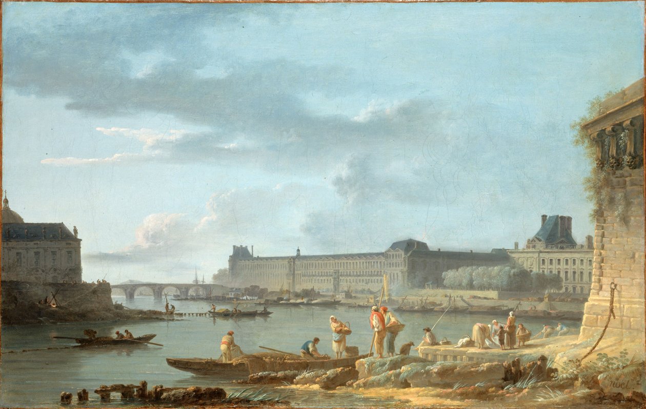 Pont Royal i Luwr widziane z Pont-Neuf terre-plein, ok. 1780 r. (olej na płótnie) autorstwa Alexandre Jean Noel