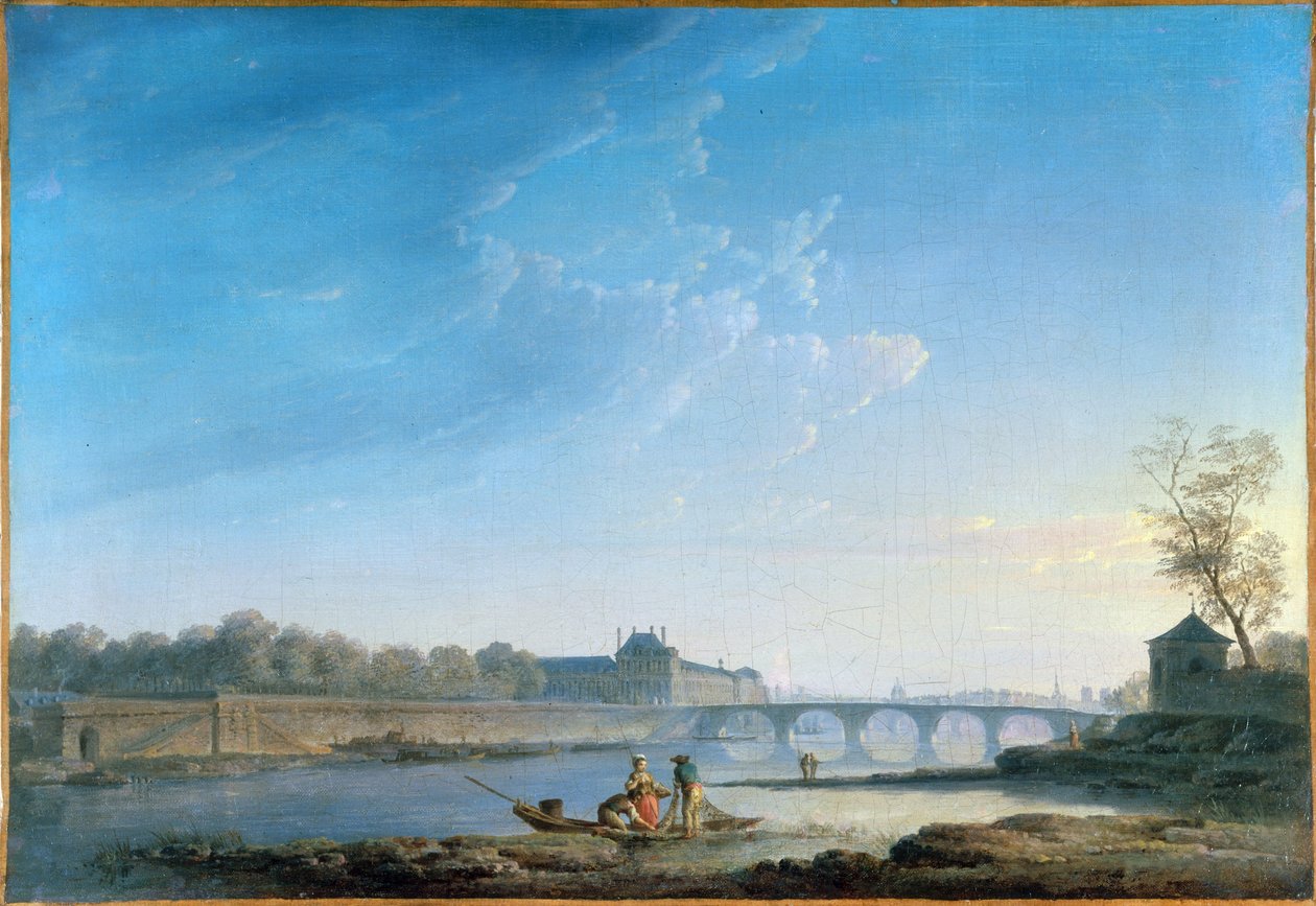 Quai des Tuileries, Pont-Royal, Grenouillère, ok. 1780 (olej na płótnie) autorstwa Alexandre Jean Noel