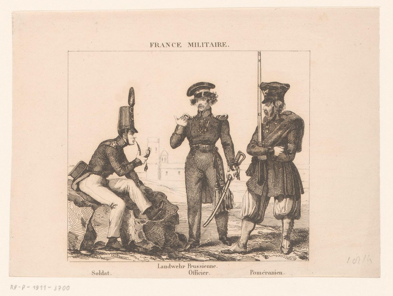 Trzech francuskich żołnierzy Francja Wojskowe (tytuł serii) autorstwa Alexandre Lacauchie