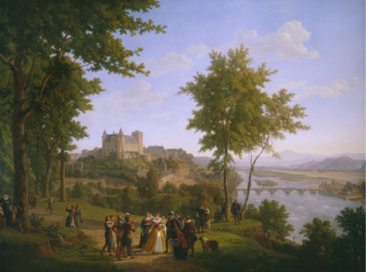 Widok na zamek królewski w Pau, gdzie 13 grudnia 1553 urodził się król Henryk IV Francji i Nawarry (1553-1610) (patrz także 346176) autorstwa Alexandre Louis Robert Millin du Perreux