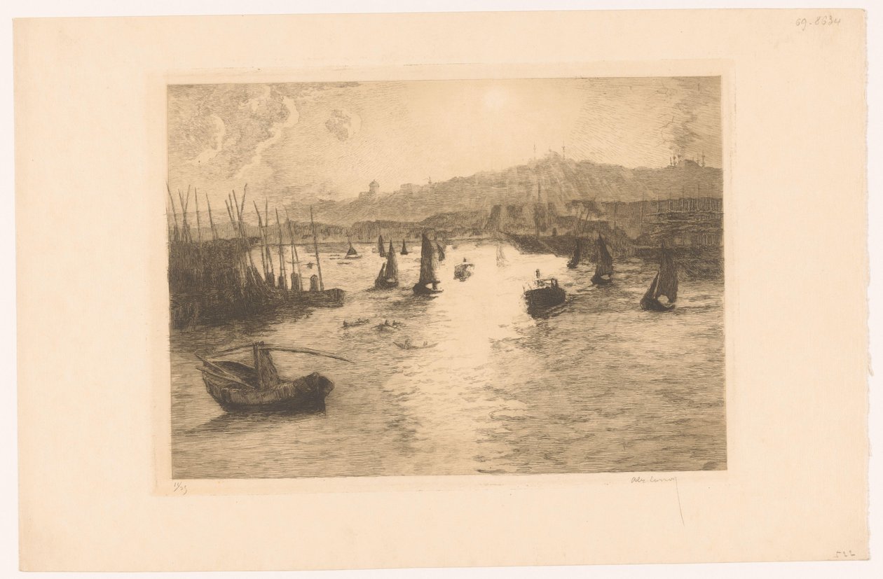 Port z zachodem słońca autorstwa Alexandre Lunois (signed by artist)