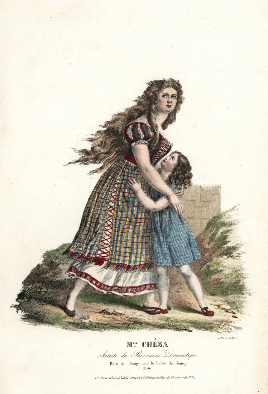 Ballerina Miss Marie Cheza jako Jenny w balecie-pantomimy Jenny Jean-Louis Aumer, Panorama Dramatique autorstwa Alexandre Marie Colin