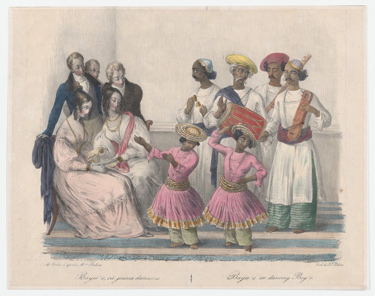 Bayees lub Tańczący chłopcy, z dwudziestu czterech płyt ilustrujących sposób hinduski i europejski..., 1832 autorstwa Alexandre Marie Colin