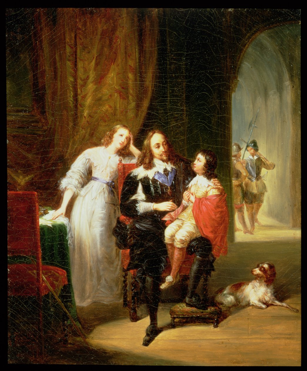 Karol I (1600-49) oczekujący na proces, książę Henryk (1640-60) siedzący na jego kolanach autorstwa Alexandre Marie Colin
