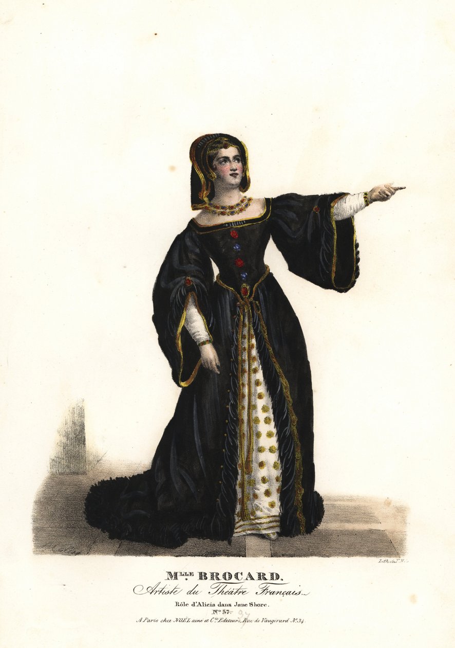 Panna Suzanne Brocard jako Alicia w Jane Shore (Richard III i Jeanne Shore) Nepumucene Lemercier, Theatre Français autorstwa Alexandre Marie Colin