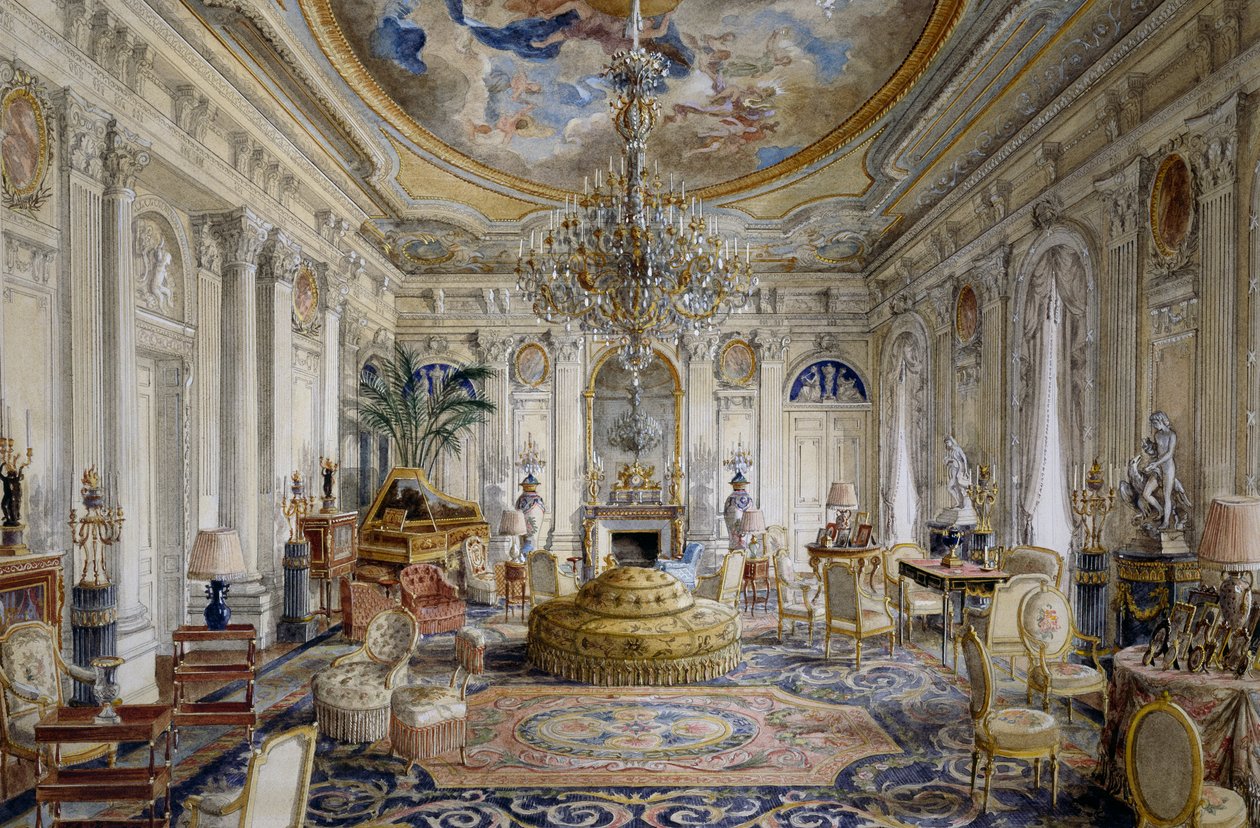 Duży hol lub biały hol w stylu Ludwika XVI, Chateau de Ferrieres autorstwa Alexandre Serebriakoff