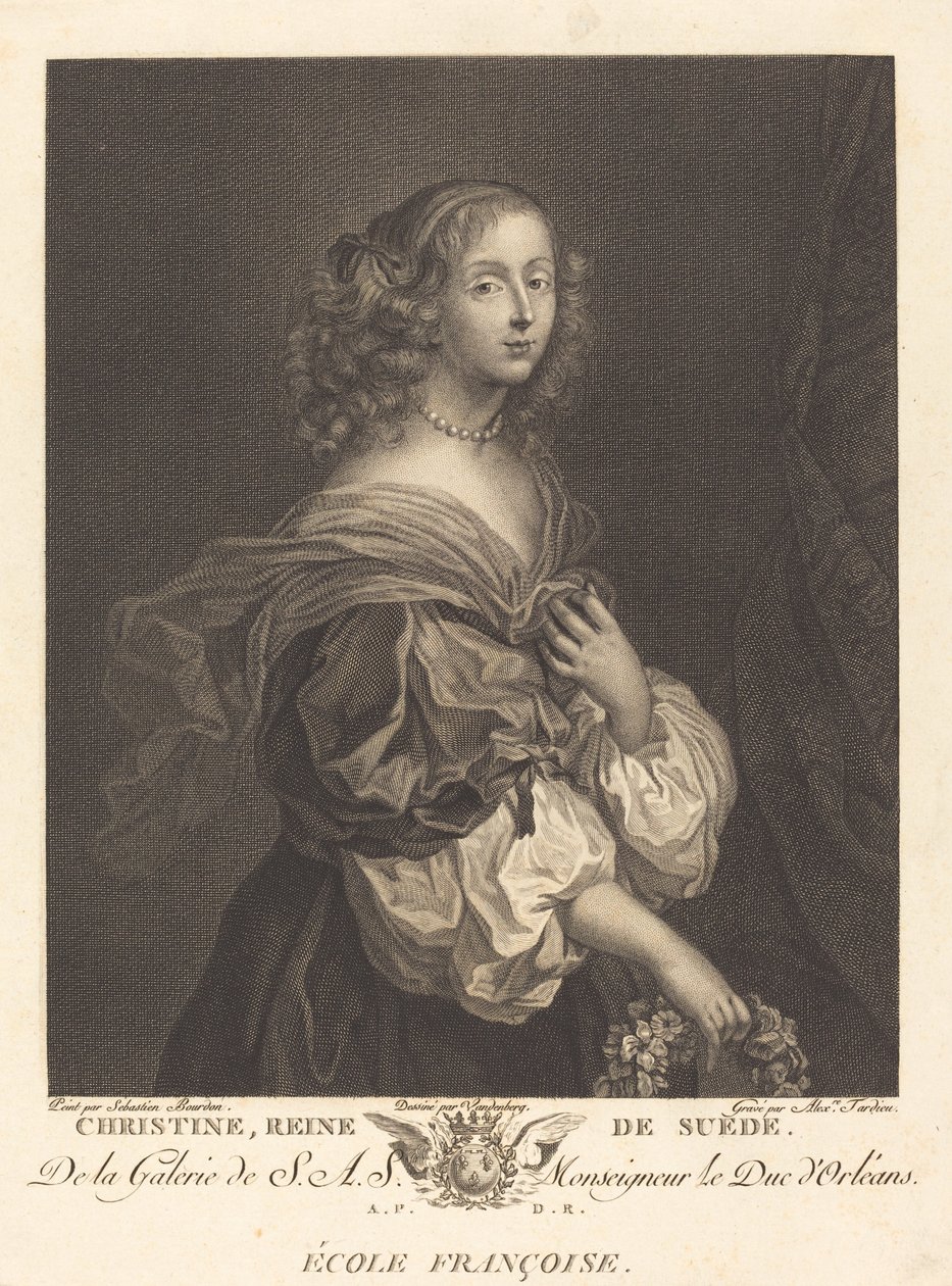 Królowa Szwedzka Krystyna autorstwa Alexandre Tardieu after Sébastien Bourdon after Charles Auguste van den Berghe
