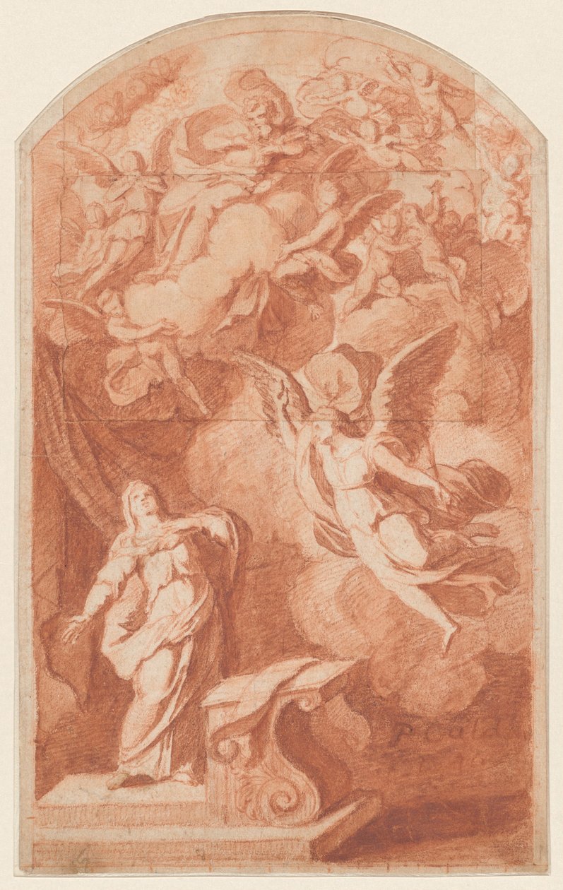 Zwiastowanie, ok. 1690 (czerwona kreda) autorstwa Alexandre Ubeleski