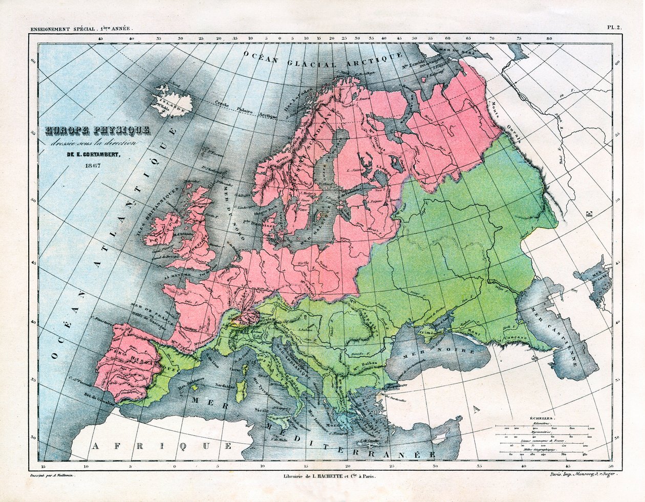 Mapa Fizycznej Europy autorstwa Alexandre Vuillemin