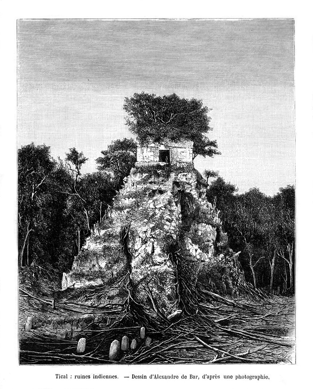 Ruiny Majów, Tikal, Gwatemala, XIX w. autorstwa Alexandre de Bar