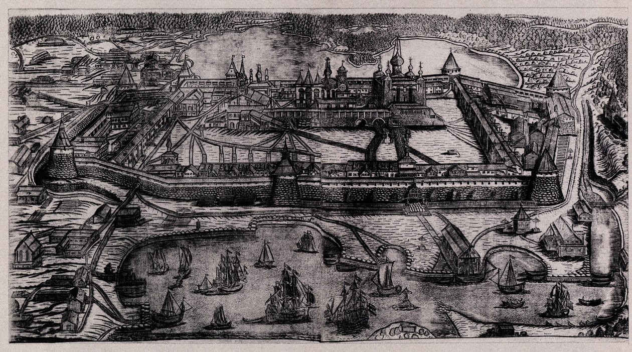 Klasztor Przemienienia Sołowieckiego na Wyspach Sołowieckich, 1744 autorstwa Alexei Fyodorovich Zubov