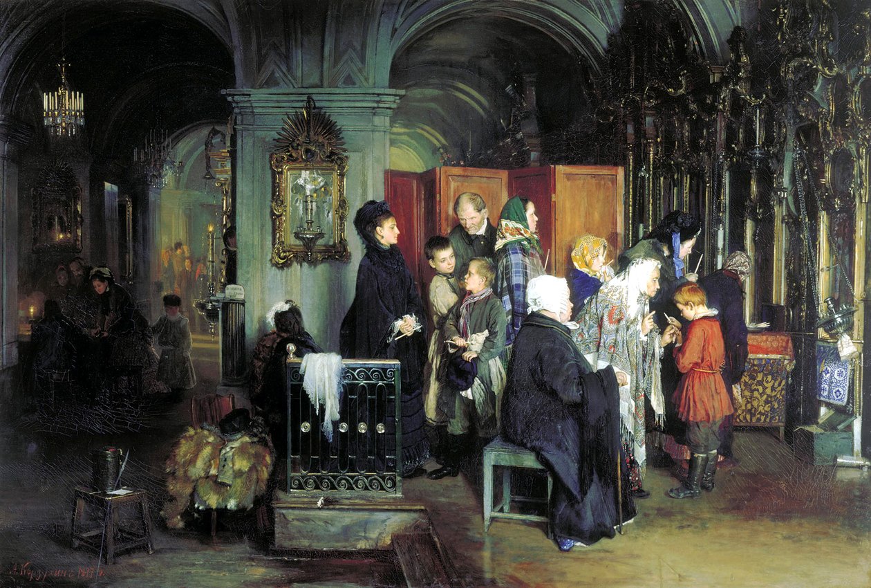 Przed spowiedzią, 1877. autorstwa Alexei Ivanovich Korzukhin