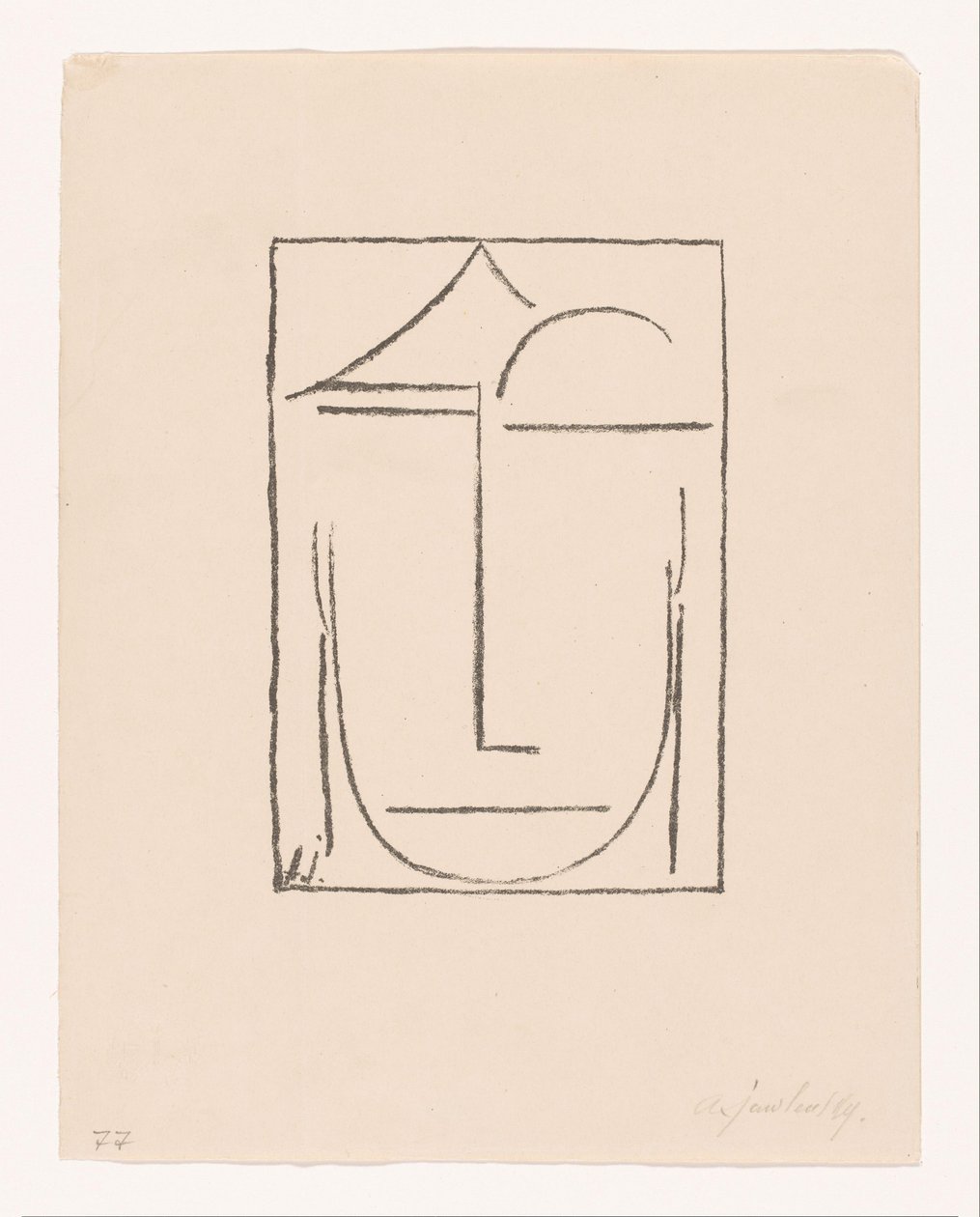 Bez tytułu (głowa) (głowa) stylizowana twarz Kopf I (tytuł oryginalny) autorstwa Alexei Jawlensky (signed by artist)