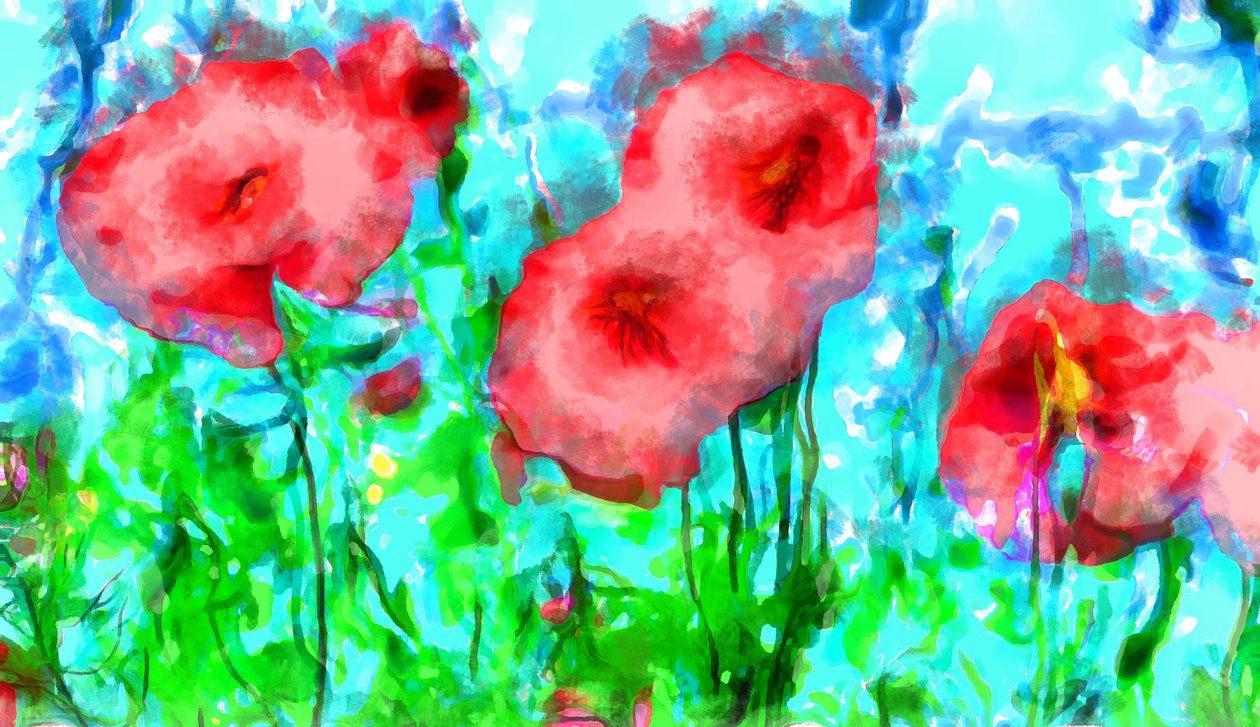 Maki i chmury, 2020, (media mieszane) autorstwa Alexei Makhov