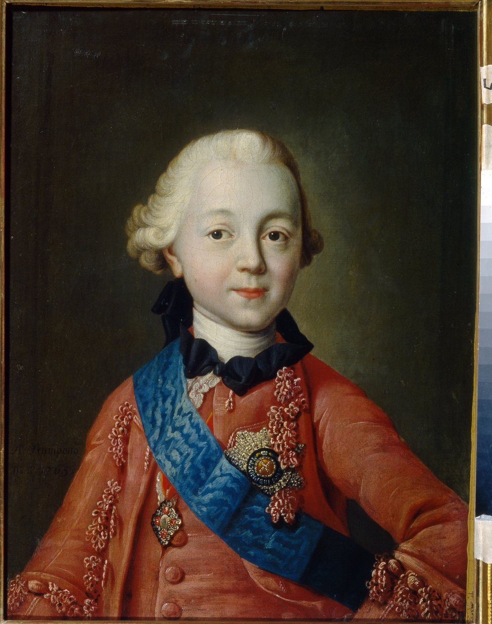 Portret wielkiego księcia Pawła Pietrowicza Romanowa (1754-1801) jako dziecko. Zostanie carem Rosji pod imieniem Pawła I. (Portret wielkiego księcia Pawła Pietrowicza jako dziecko). Obraz Aleksieja Pietrowicza Antropowa (1716-1795) autorstwa Alexei Petrovich Antropov