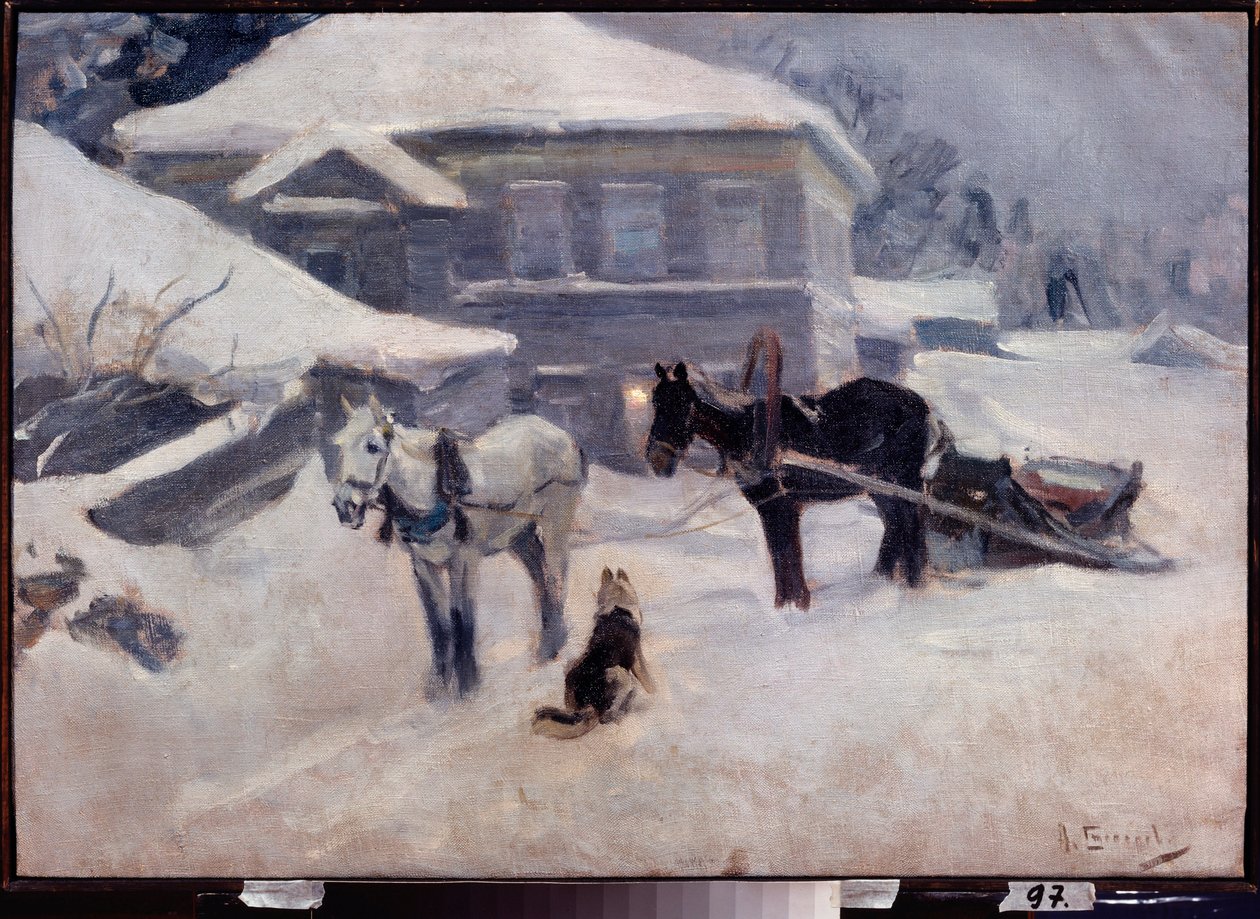 A Country Hotel - Obraz Aleksieja Stiepanowicza Stiepanowa (1858-1923), olej na płótnie, sztuka rosyjska z przełomu XIX i XX wieku, pejzaż - Muzeum Sztuki M Tuganowa Północnej Osetii, Władykaukaz (Rosja) autorstwa Alexei Steipanovitch Stepanov