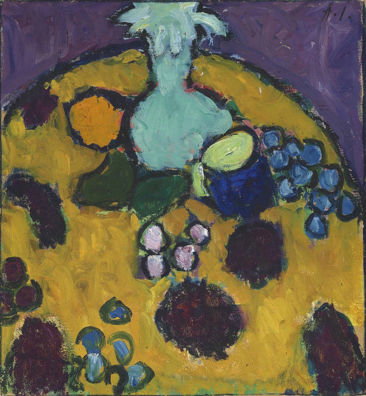 Martwa natura z haftowanymi kocami autorstwa Alexej von Jawlensky