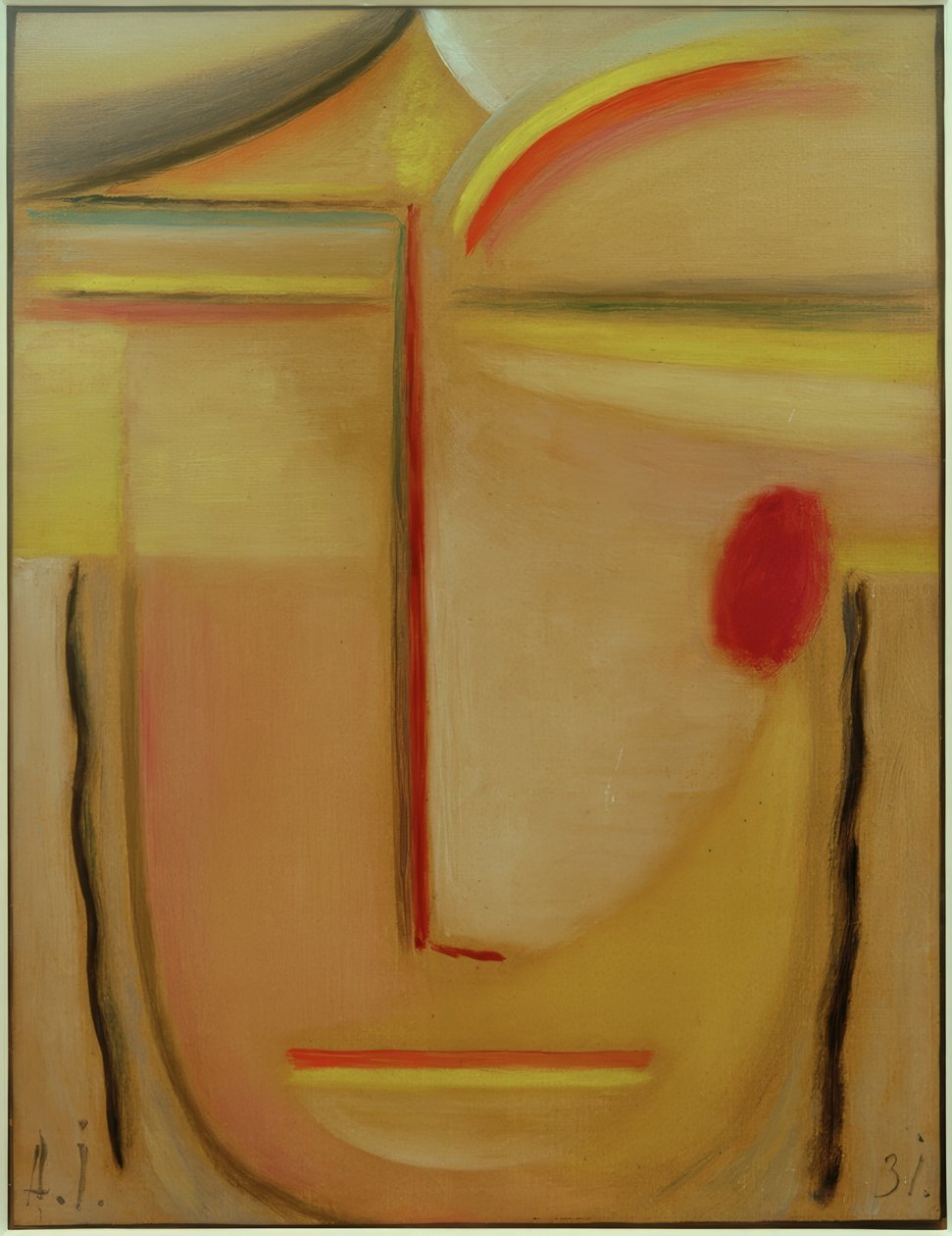 Abstrakcyjna głowa: złota i różowa autorstwa Alexej von Jawlensky