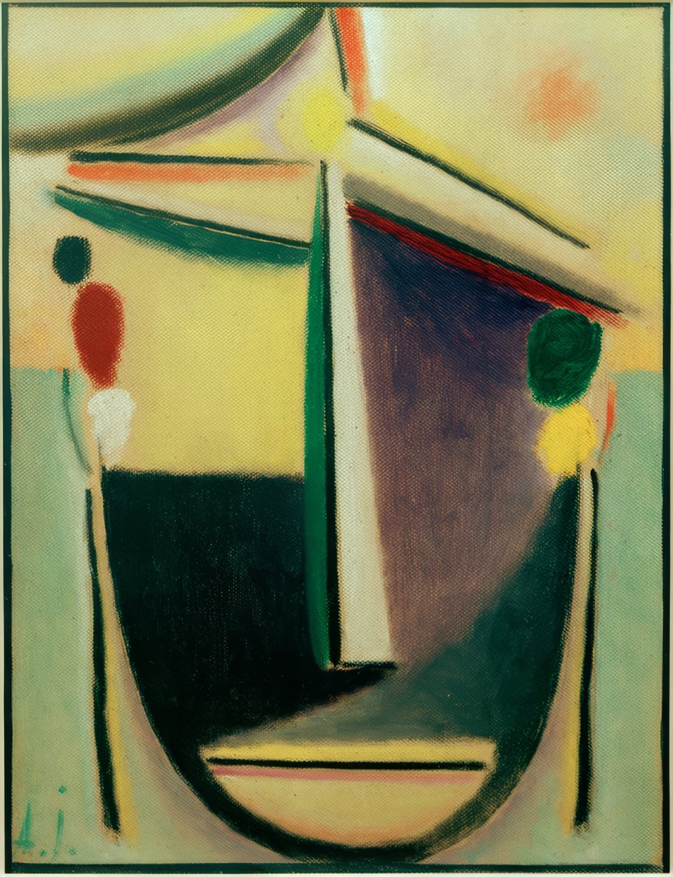 Abstrakcyjna głowa: czarno-żółto-fioletowa autorstwa Alexej von Jawlensky