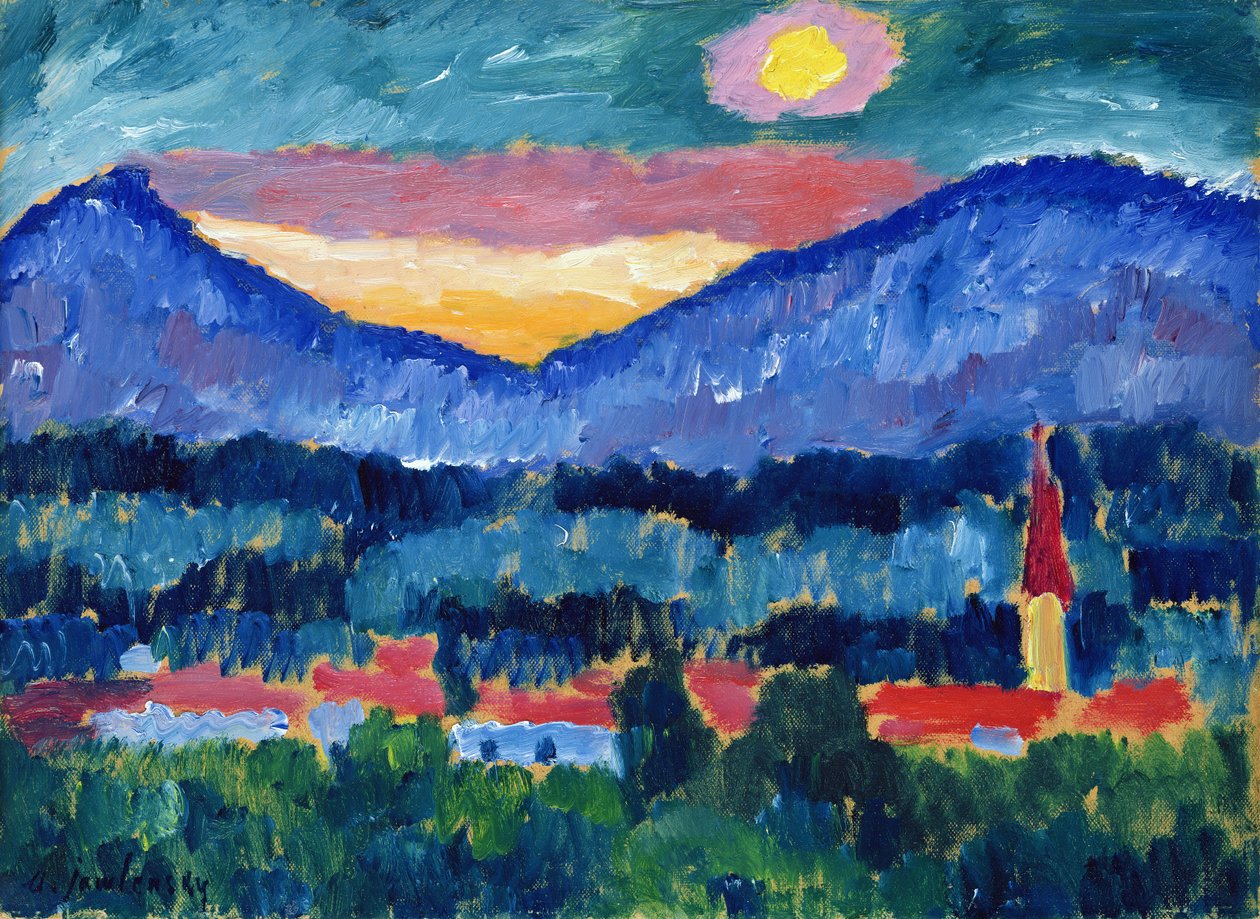 Wioska górska, 1910 (olej na tekturze) autorstwa Alexej von Jawlensky
