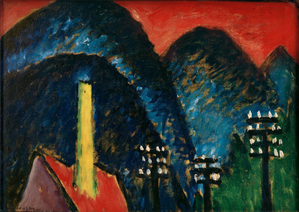 Niebieskie góry (krajobraz z żółtym kominem) autorstwa Alexej von Jawlensky