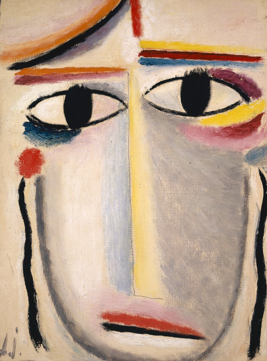Głowa kobiety, 1919-20 (olej na tekturze) autorstwa Alexej von Jawlensky