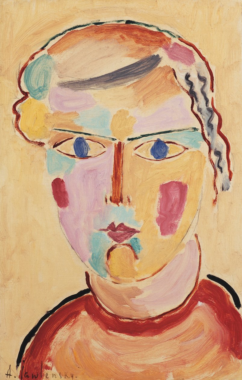Dziewczyna o jasnym wyglądzie; Głowa dziewczyny, jasna zjawa, 1916 autorstwa Alexej von Jawlensky