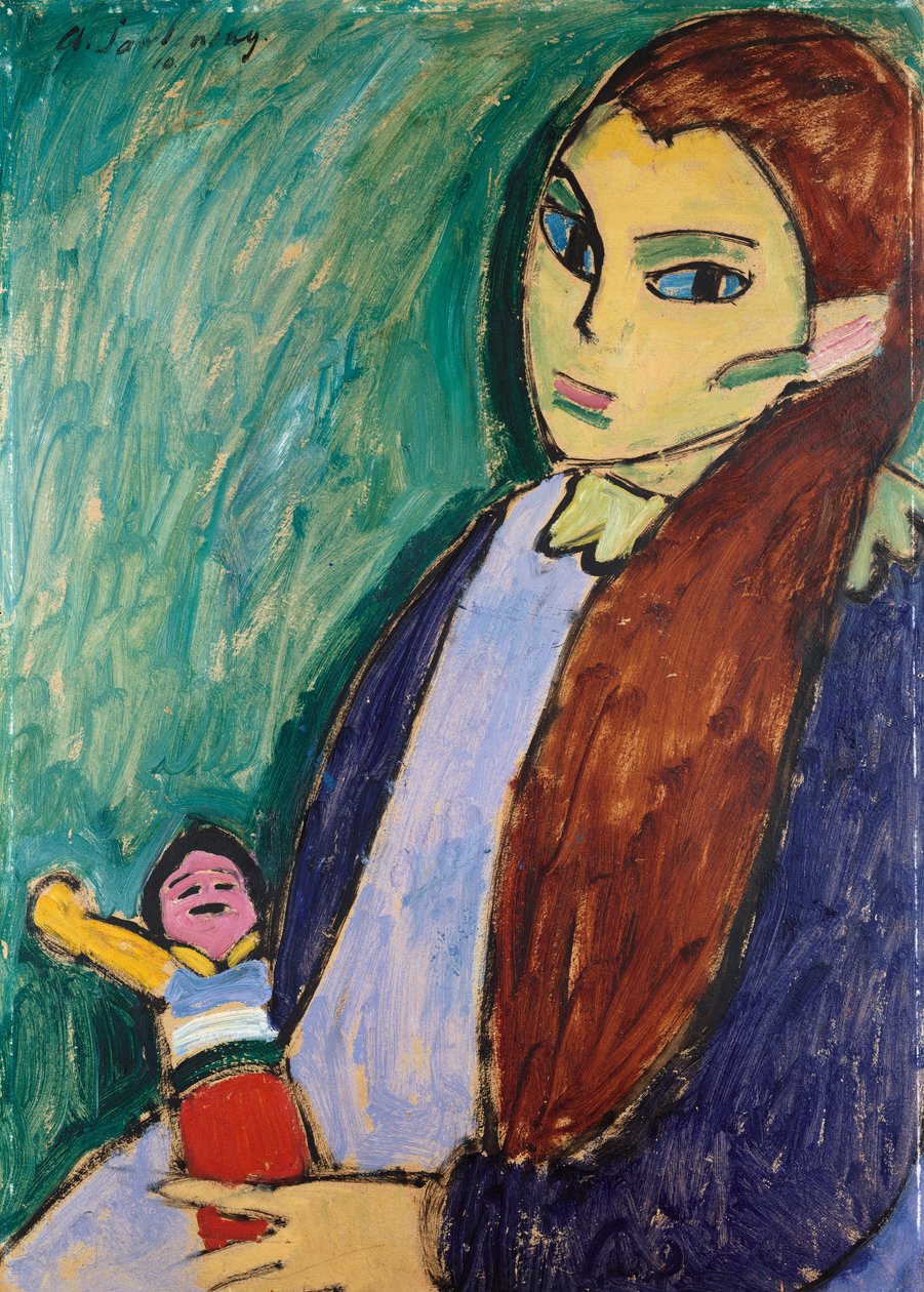 Dziewczyna z lalką, 1910 autorstwa Alexej von Jawlensky
