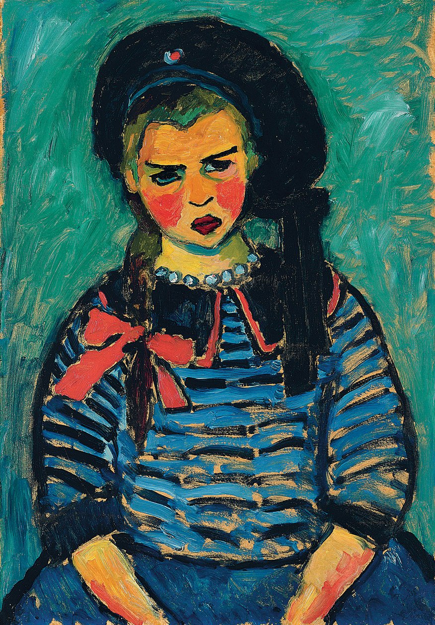 Dziewczyna z czerwonym łukiem; Dziewczyna z czerwoną wstążką, 1911 autorstwa Alexej von Jawlensky