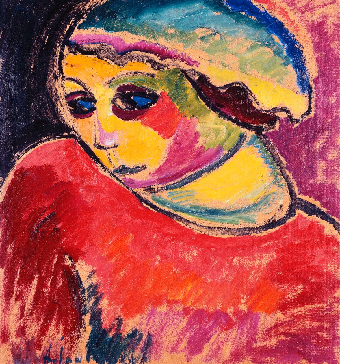 zielona maska; Grune Haube, 1911 autorstwa Alexej von Jawlensky