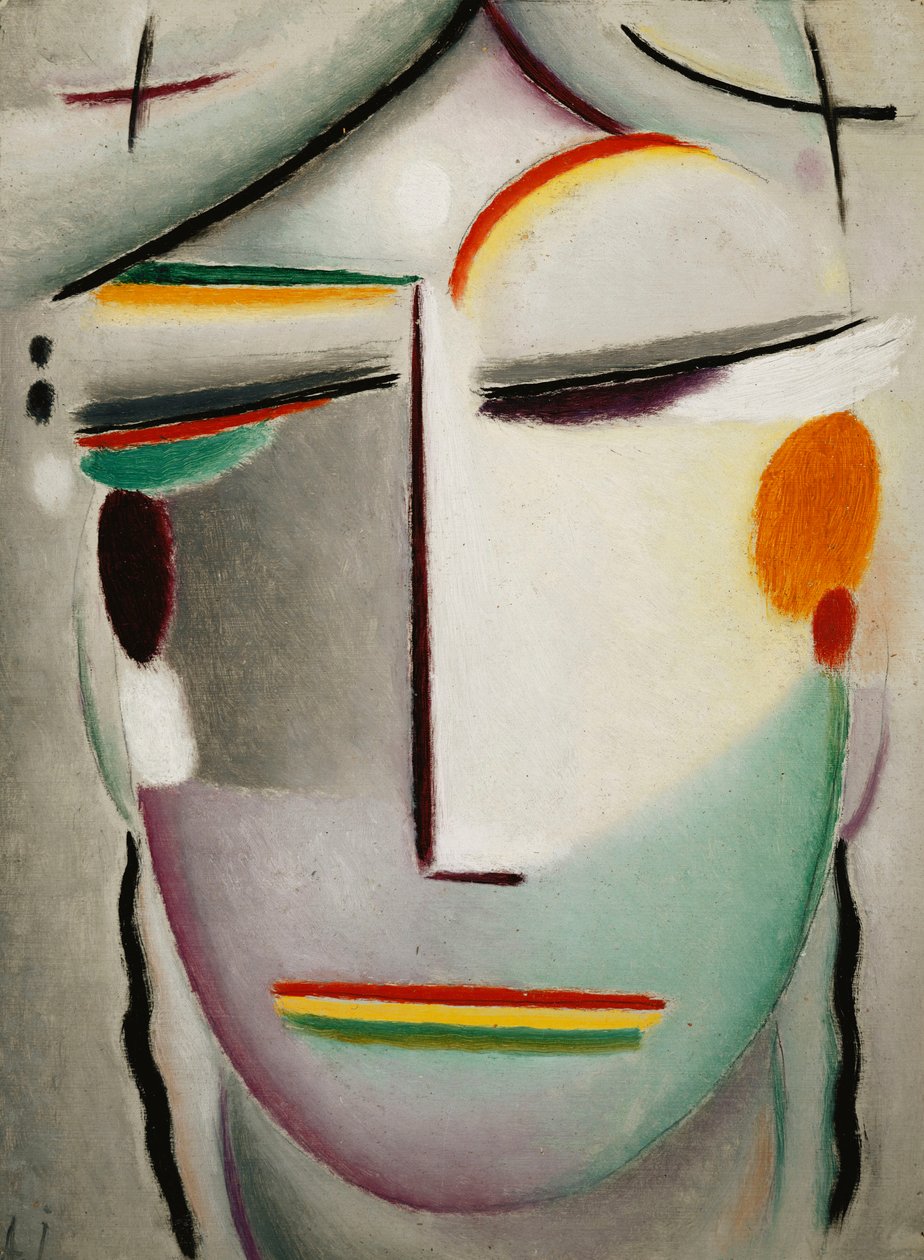 Twarz Zbawiciela: Zdalny Król - Budda II; Twarz Zbawiciela: Odległa Wysokość - Budda II, ok. 1921 autorstwa Alexej von Jawlensky