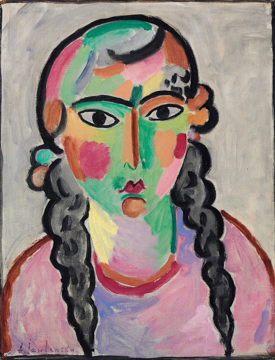 La fille pale aux stress grises - Blada dziewczyna z szarymi warkoczykami, autorstwa Alexeja von Jawlensky