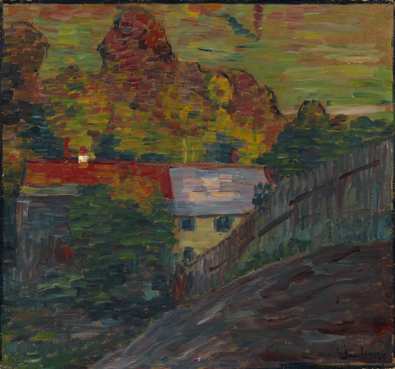 Pejzaż z czerwonym dachem, Wasserburg, ok. 1900 r. 1906 autorstwa Alexej von Jawlensky