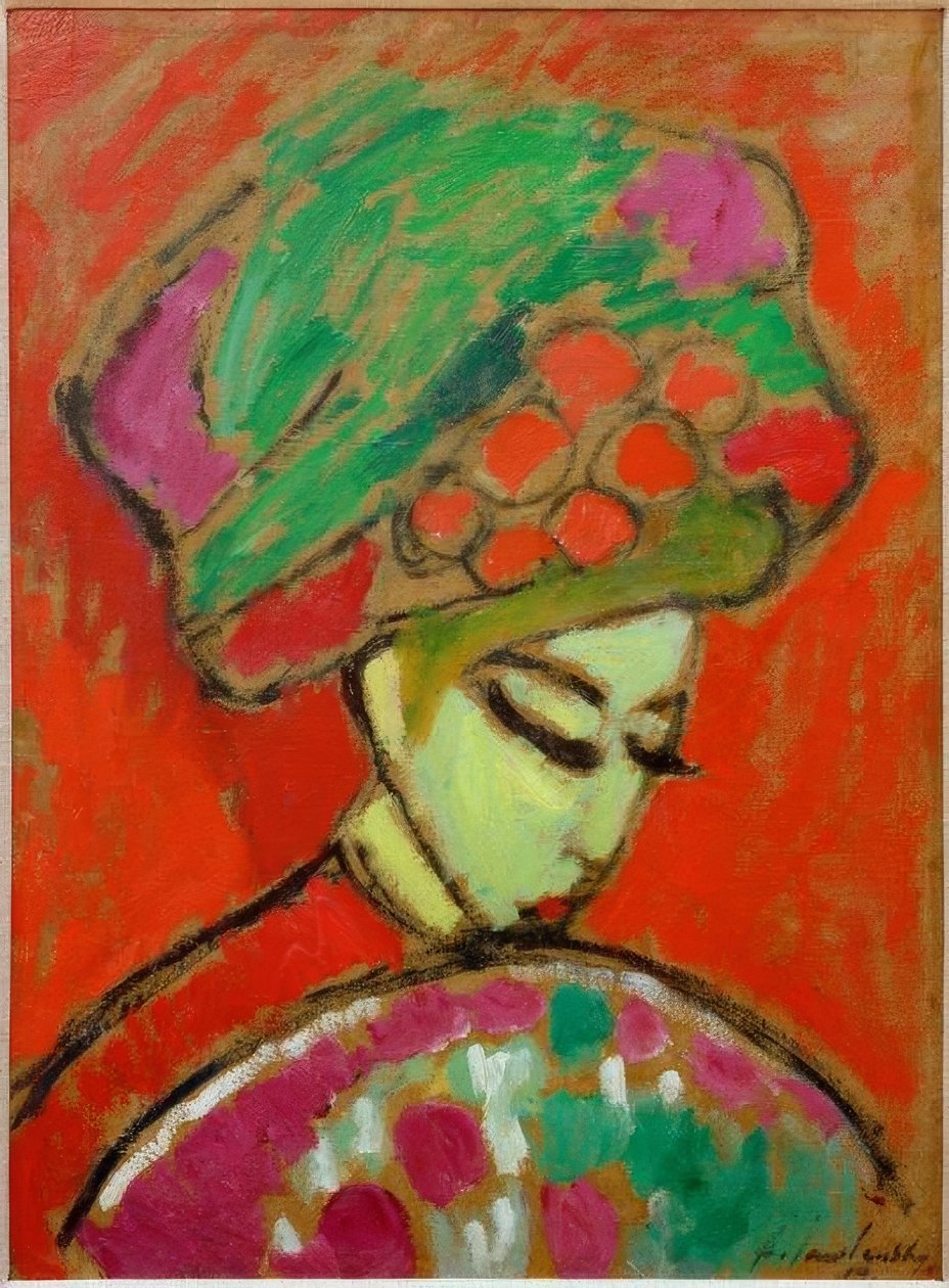Dziewczyna w kwiatowym kapeluszu autorstwa Alexej von Jawlensky
