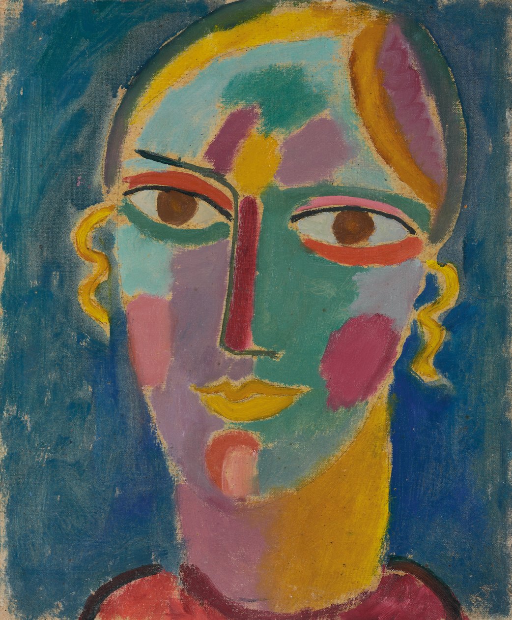 Mistyczna głowa: Głowa kobiety na niebieskim tle, ok. 1917 autorstwa Alexej von Jawlensky