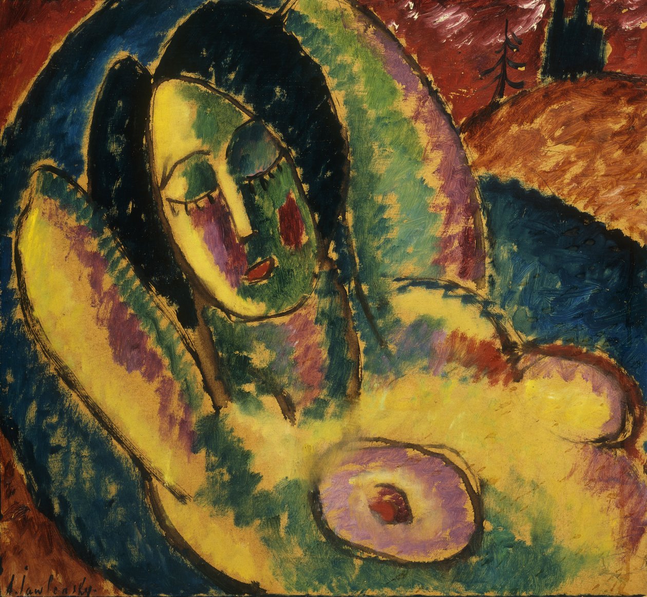 spanie; Śpiący, 1912 autorstwa Alexej von Jawlensky