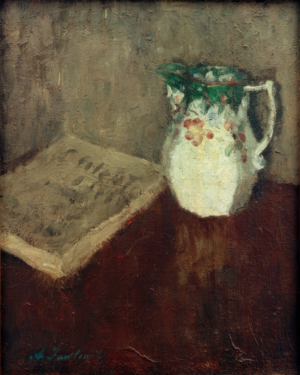 Martwa natura z dzbanem i książką autorstwa Alexej von Jawlensky