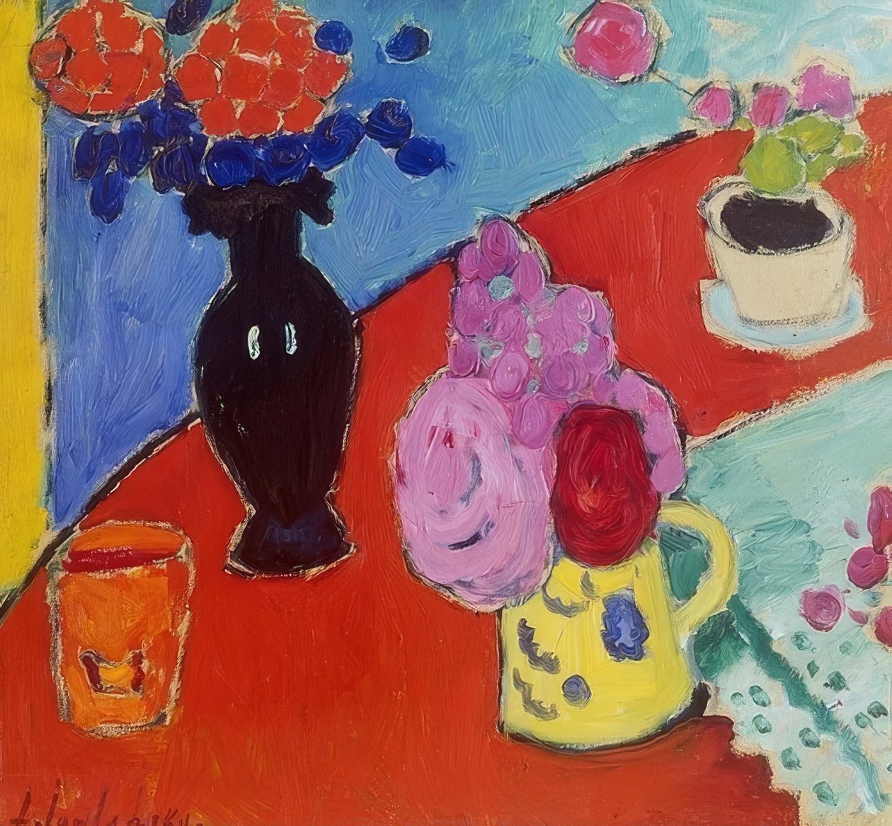 Martwa natura z wazonem i dzbanem. 1909 autorstwa Alexej von Jawlensky