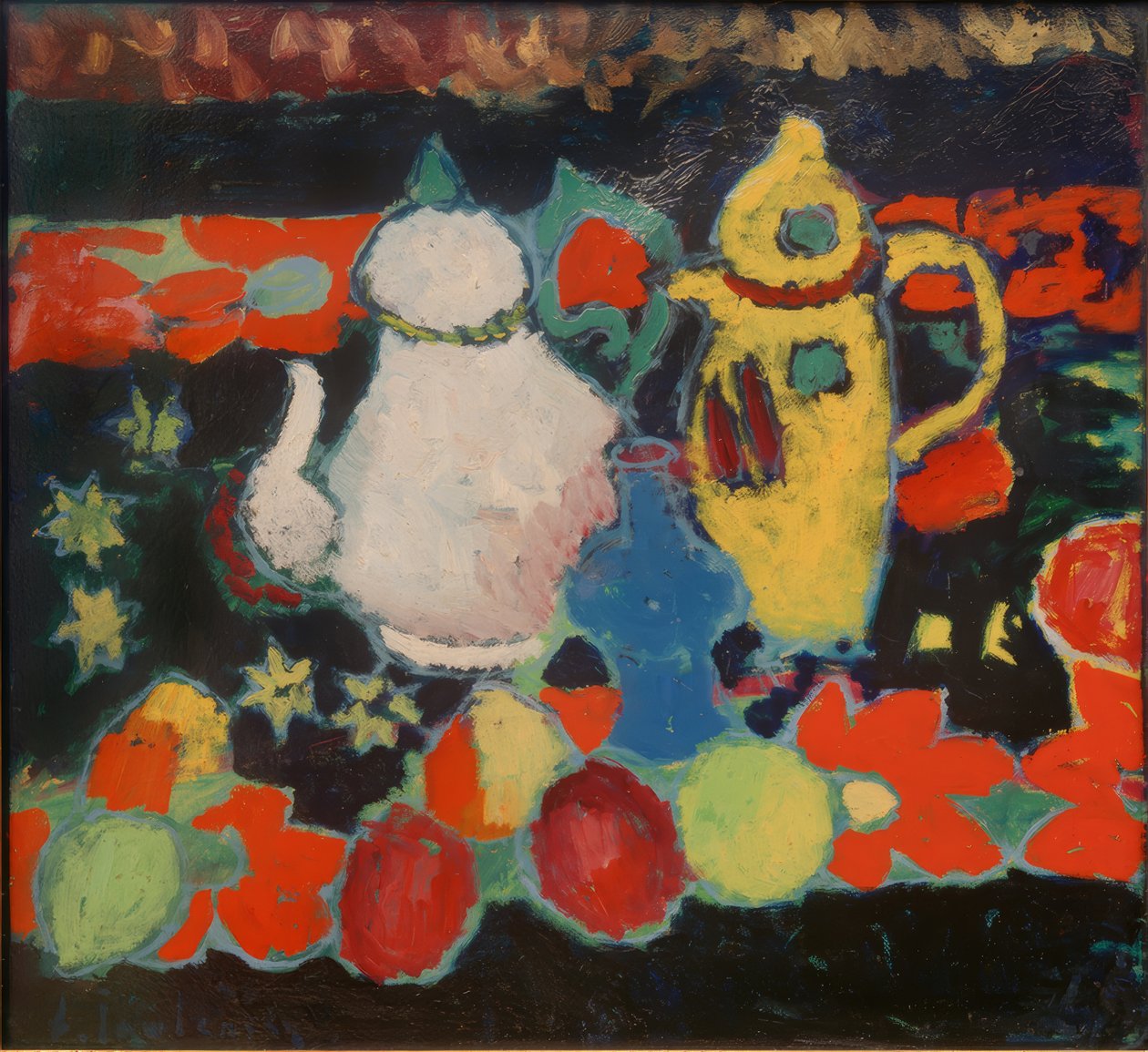 Martwa natura z żółto-białym dzbankiem autorstwa Alexej von Jawlensky